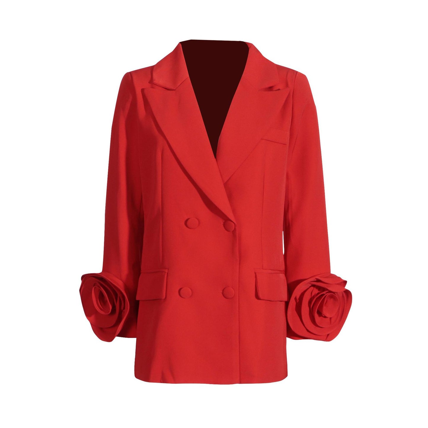 Suit Coat Women's 2024 Autumn New Elegant Slim-fit All-match Three-dimensional Flower V-neck Suit Jacket