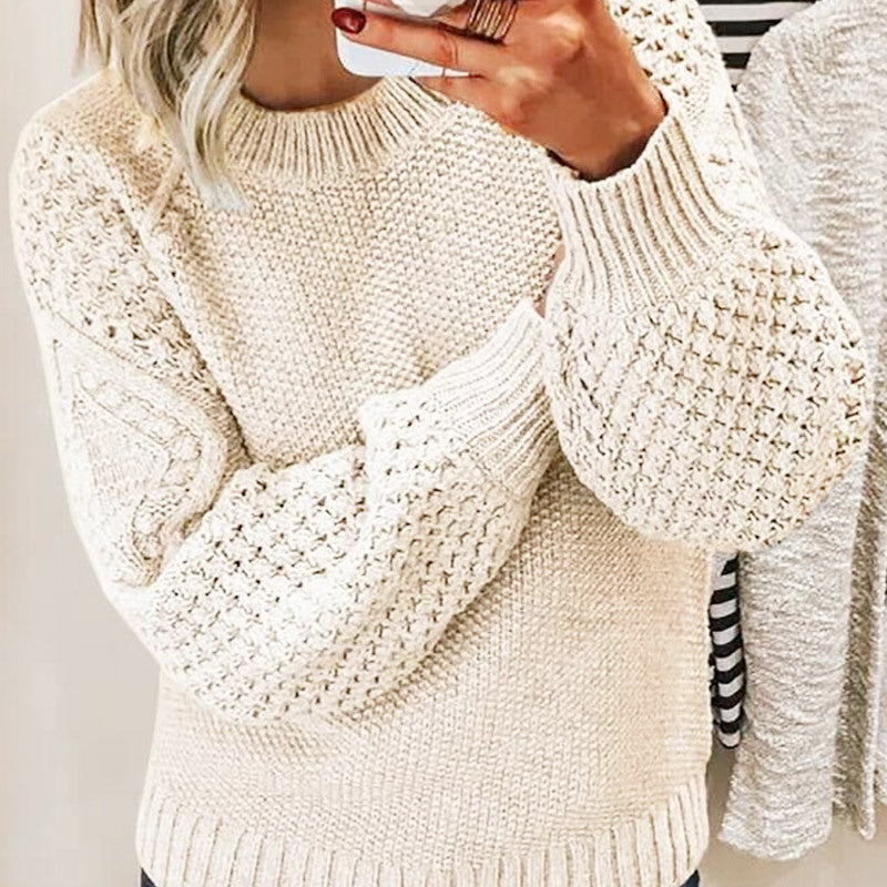 Thick warm sweater solid color outerwear knitted pullover women's sweater