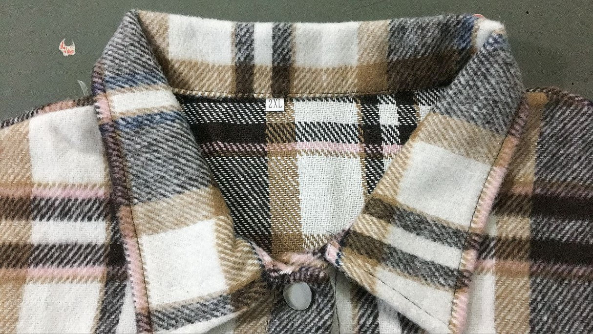 New woolen shirt long-sleeved plaid jacket