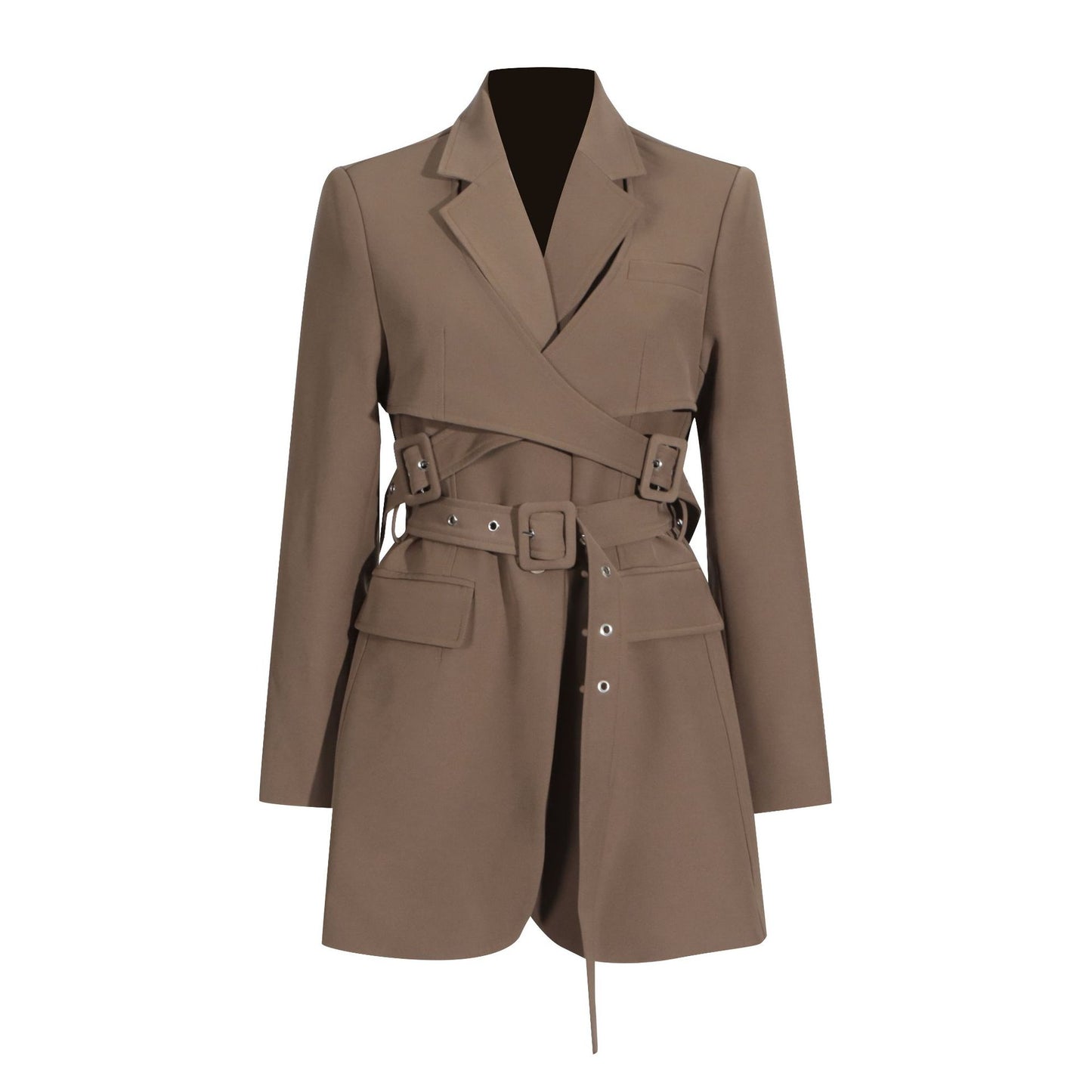 Fashion Coat Women's 2024 Autumn Lace-up High-end Long Suit Jacket