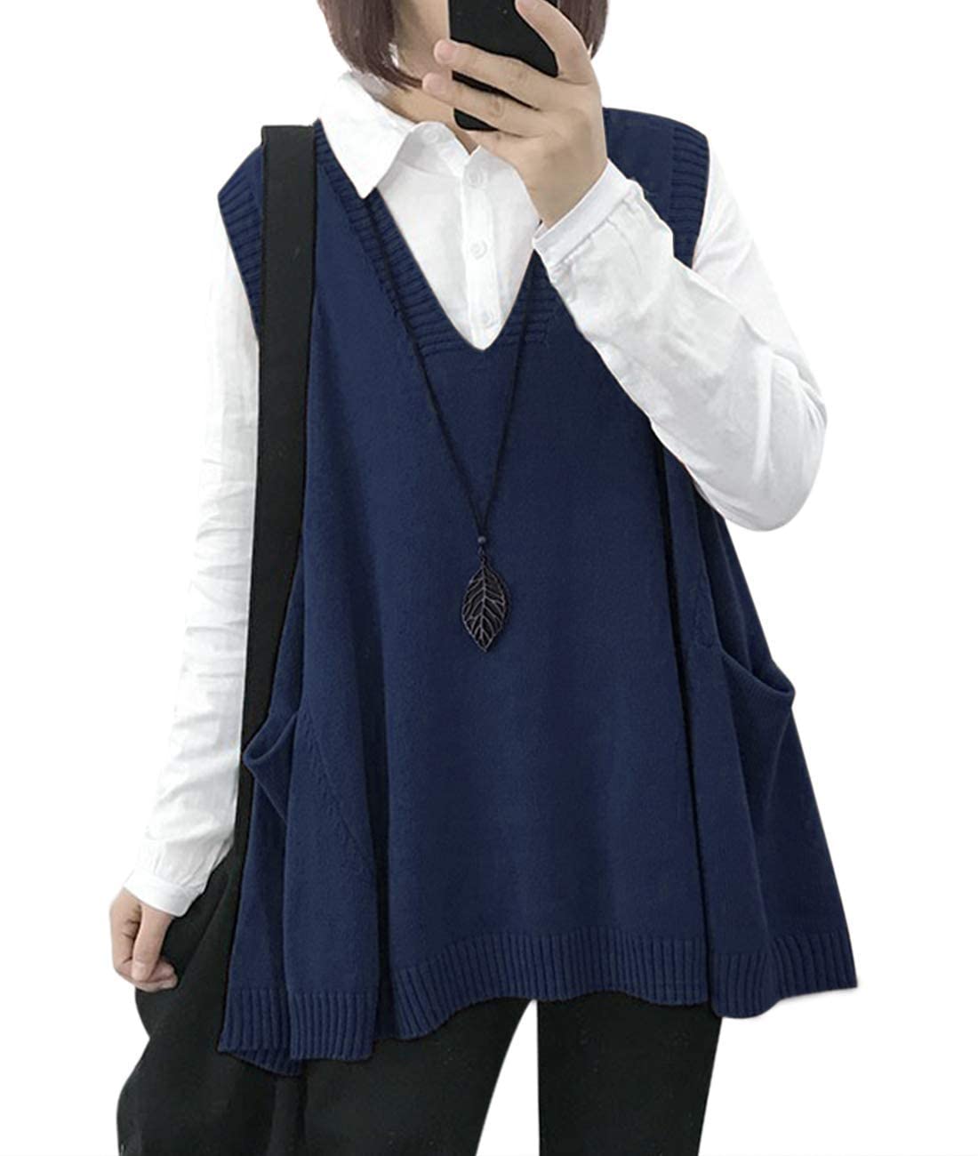 2024 New Women's Loose Swing Cute Oversized Knit Sweater Vest(buy 2 10% OFF)