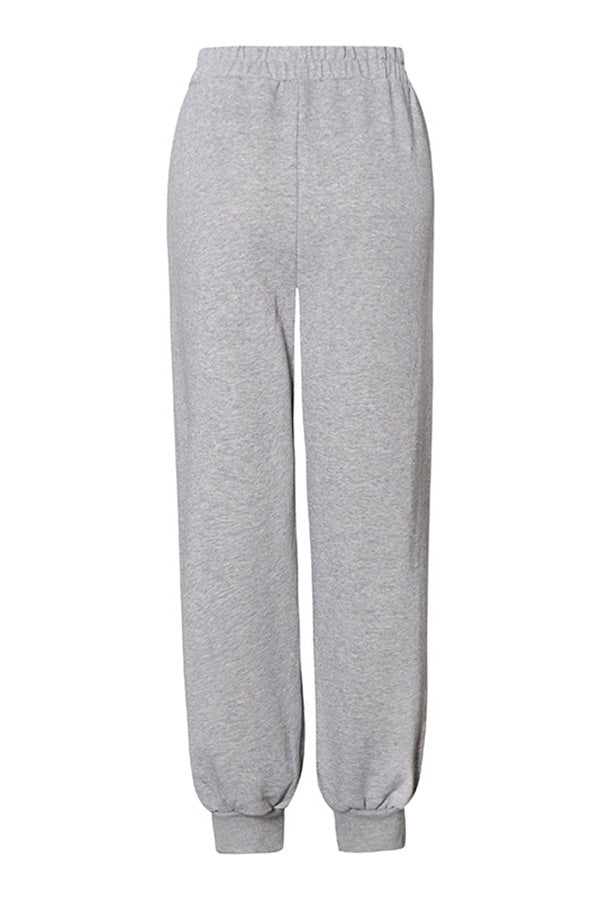 Casual Solid Elastic Waist Sweatpants
