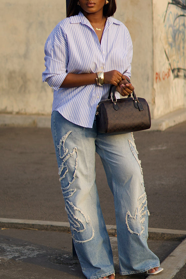 Chic Raw Trimmed Washed Jeans