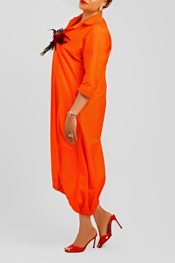 Casual Solid Balloon Hem Dress