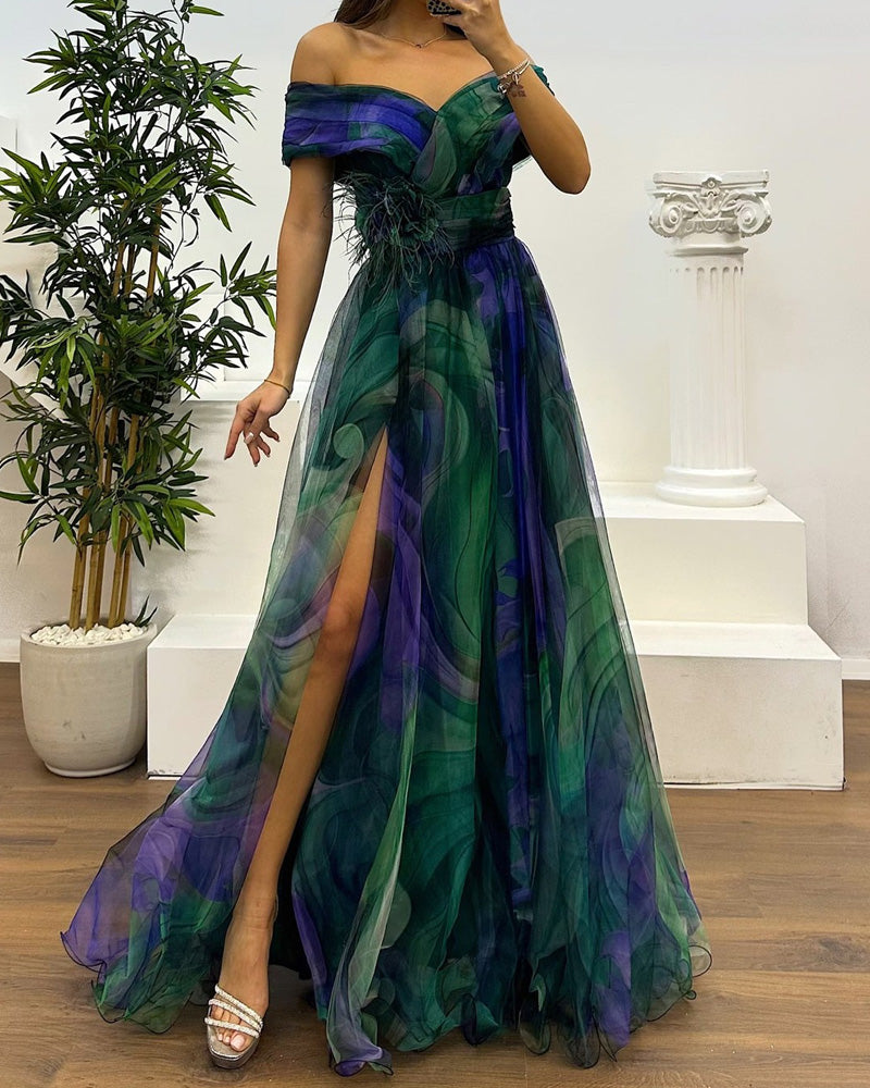 Fashion Gauze Printing Party Dress