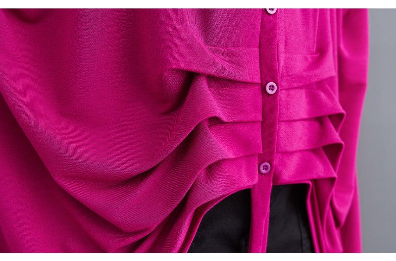 Niche Design Solid Color Mid-sleeve Outerwear