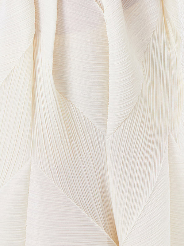 High Waisted Loose Pleated Solid Color Round-Neck Midi Dresses