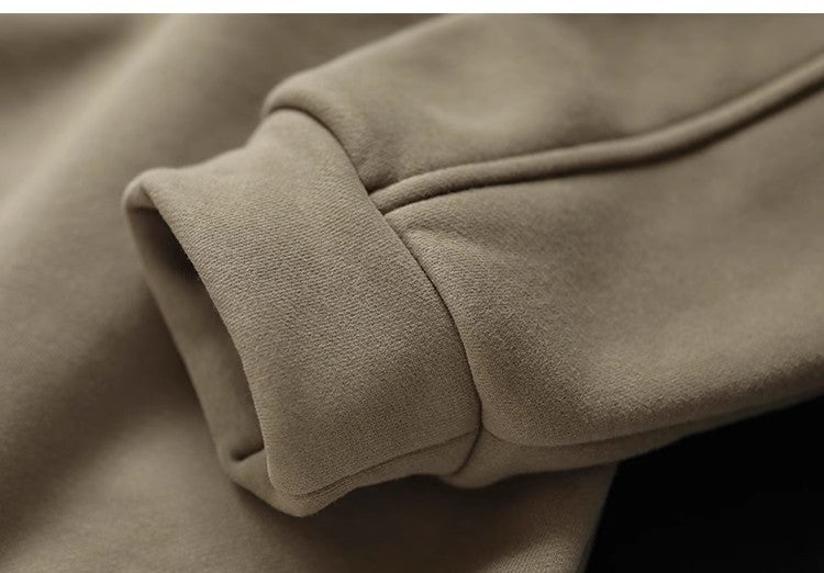 Literary Solid Color Cotton Long Sleeve Sweatshirt