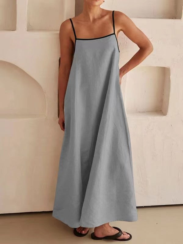 Casual Color Block Sling Maxi Dress