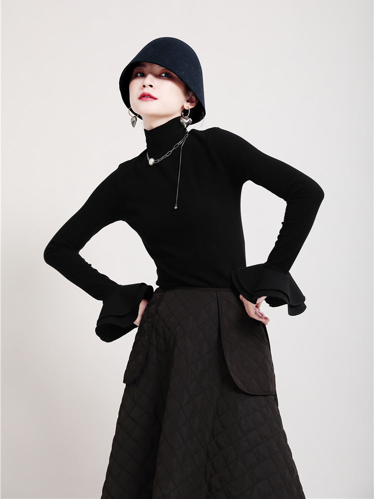 Special Solid Color Stretch Turtleneck Cotton T-Shirt