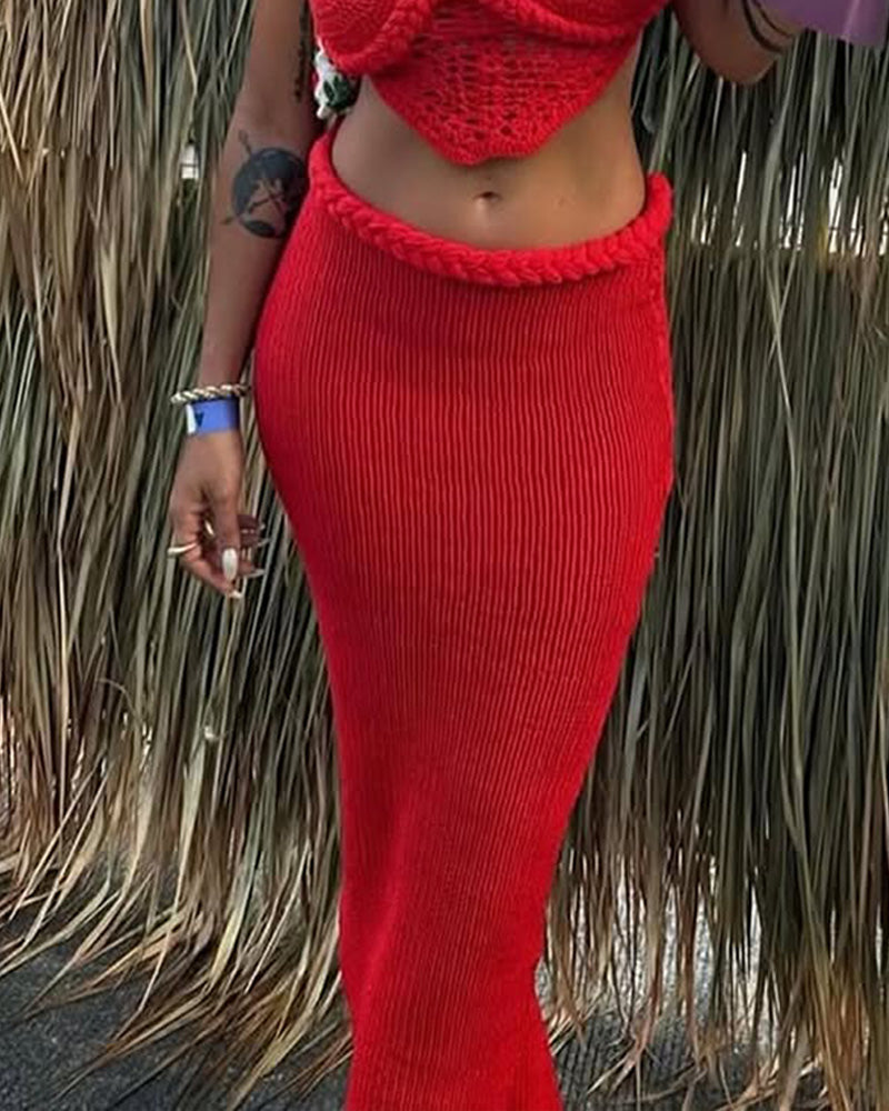 Sexy Cutout Sling & Overskirt Two-Piece Set