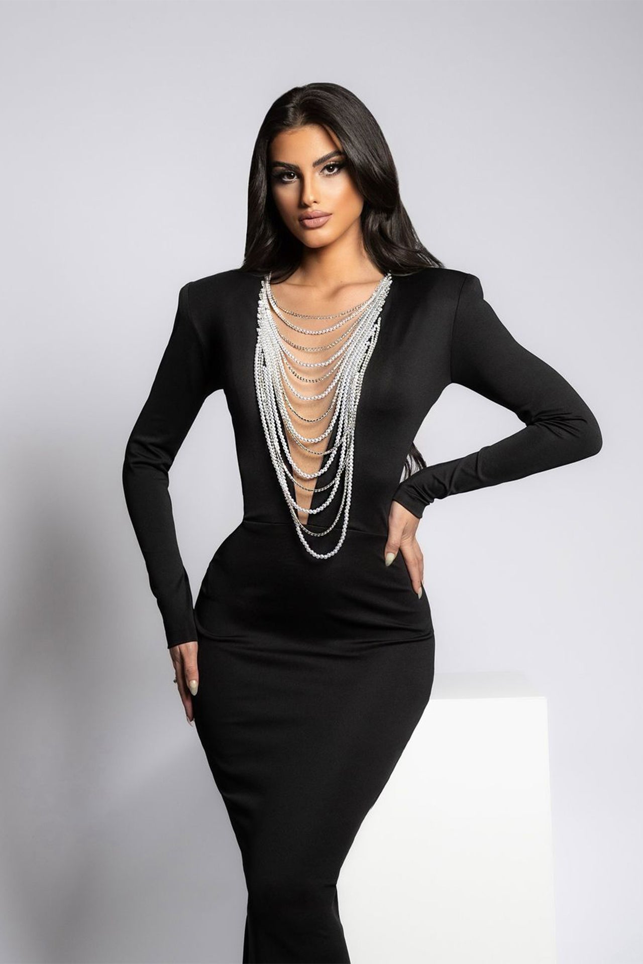 Catalina Long Sleeve Dress In Black