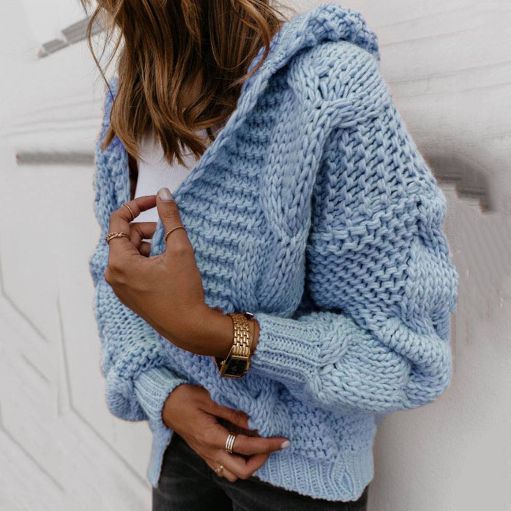 Regular Thick Wrapped Hooded Women's Sweater