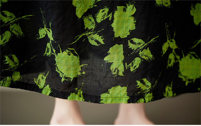 Bohemian Print Short Sleeve Round Neck Midi Dress