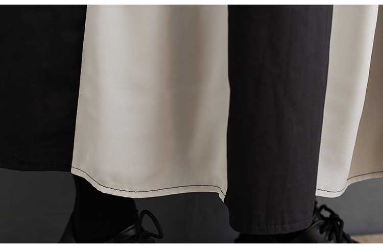 Casual Black and White Colorblocked Button Midi Dress