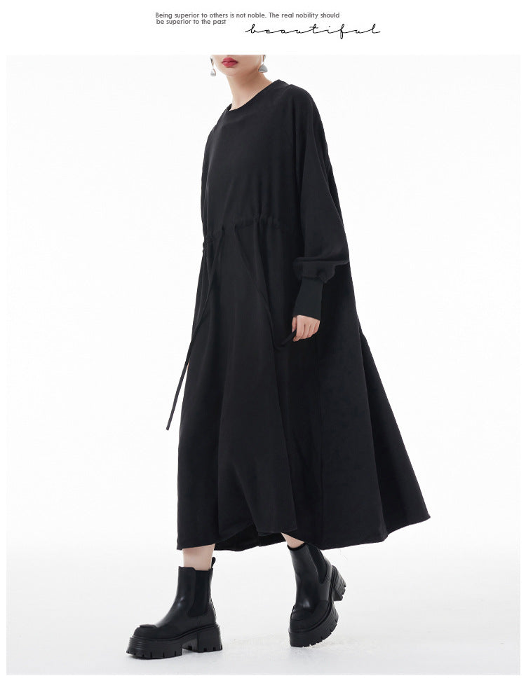 Personalized Tight Waist Long Sleeve Midi Dress