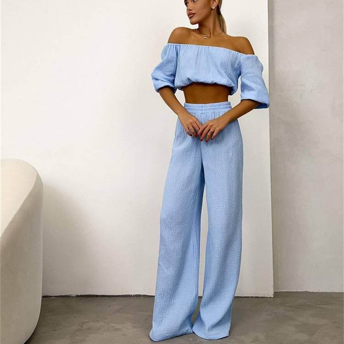 Off Shoulder Stylish Two-Pieces Set