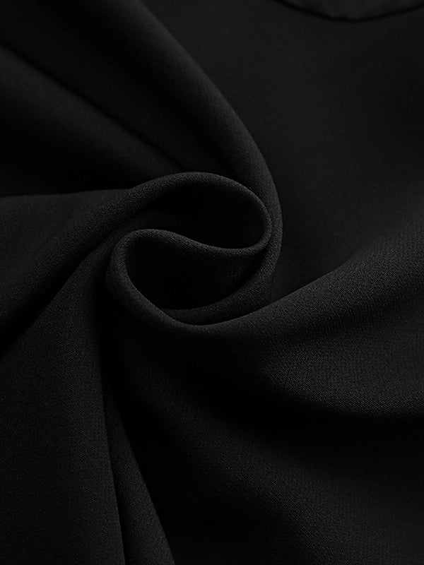 A-Line High Waisted Buttoned Solid Color Zipper Round-Neck Mini Dresses