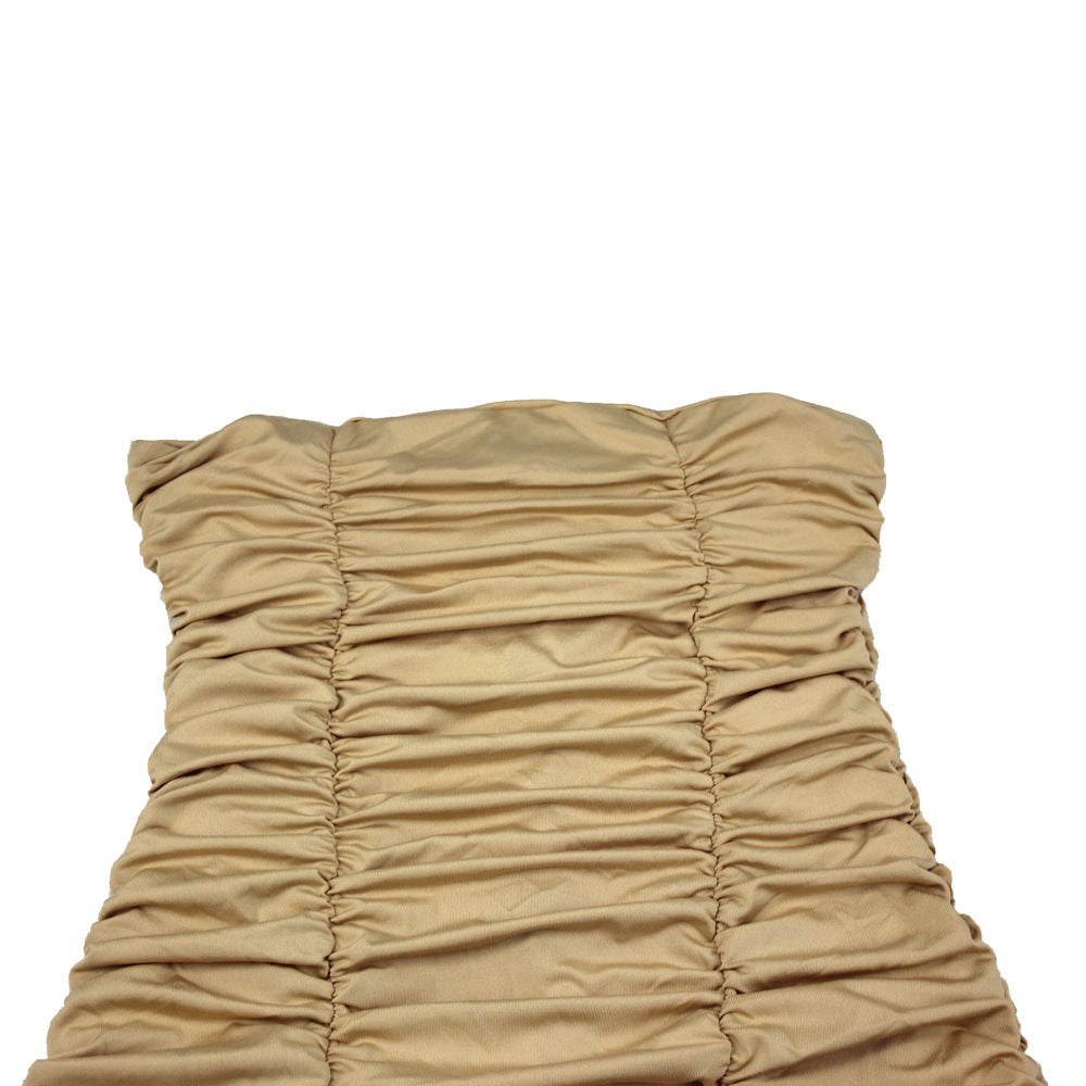 Summer Women's sexy tube top nightclub ruffle hip dress nightclub