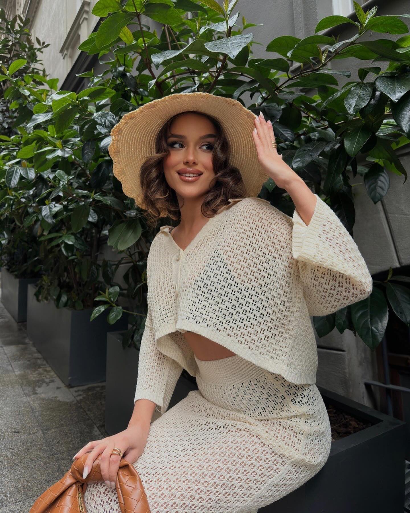 Women's perspective knitted dress two-piece set