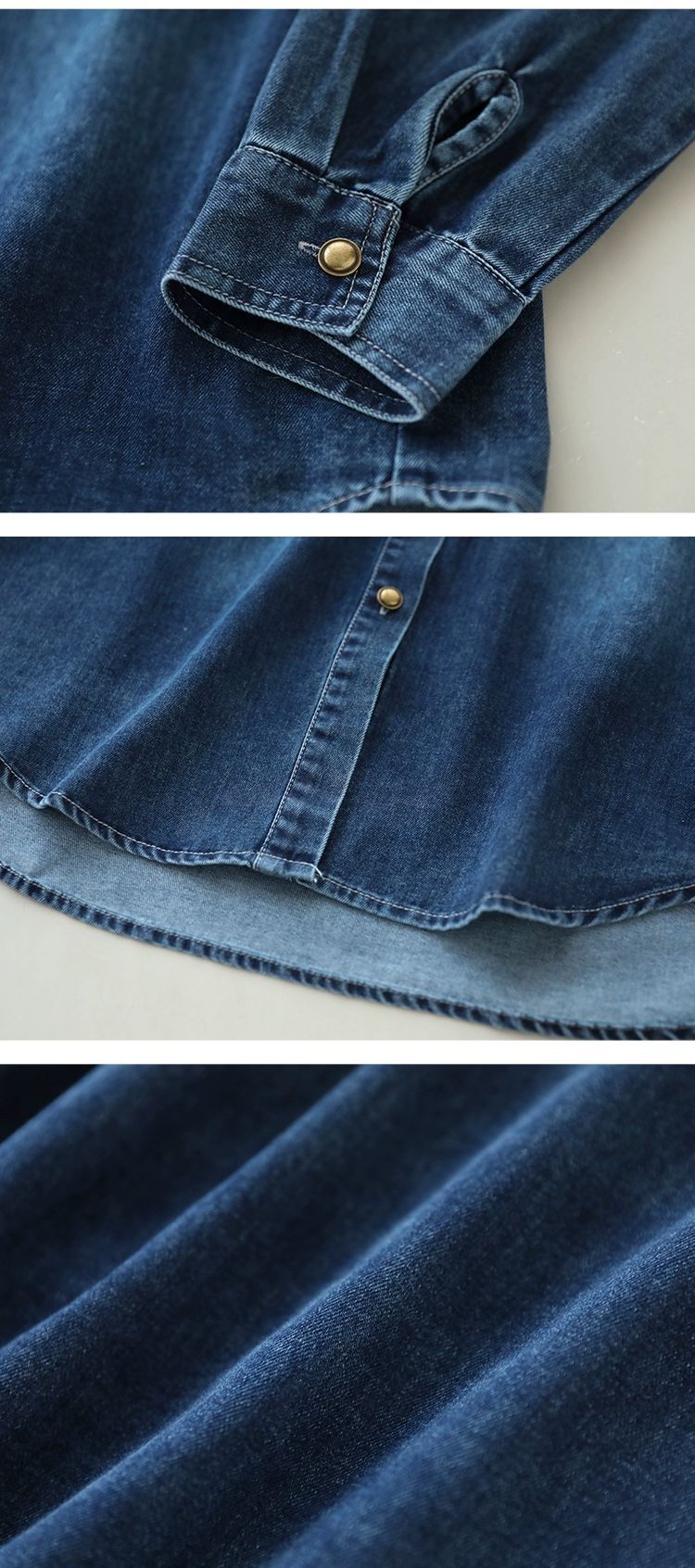 Retro Denim Lapel Long Sleeve Shirt