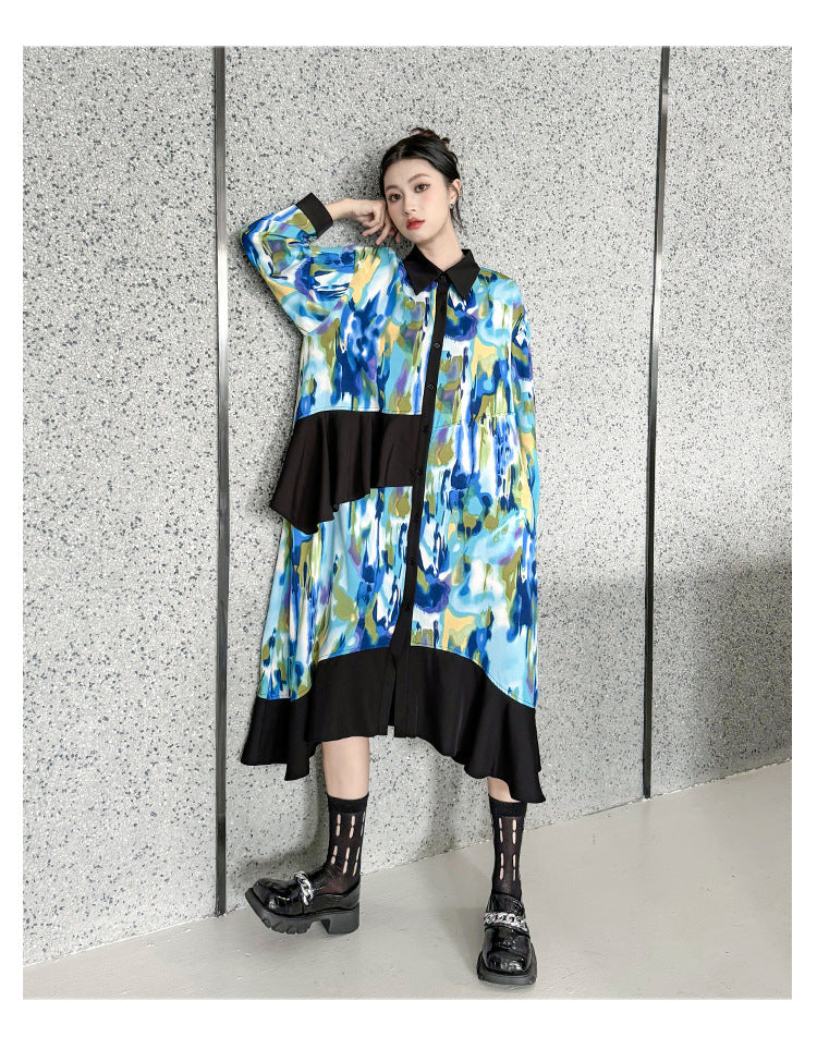 Personalized Printed Splicing Maxi Dress