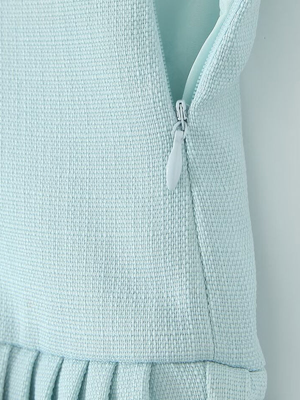 Loose No Belt Pleated Solid Color Skirts Bottoms