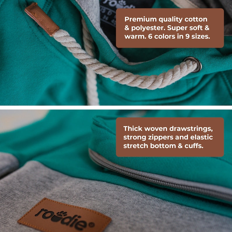 Roodie Pet Pouch Hoodie - Cat / Dog / Small Pet Holder Cuddle Sweatshirt - Large Kangaroo Carrier Pocket - Womens Fit