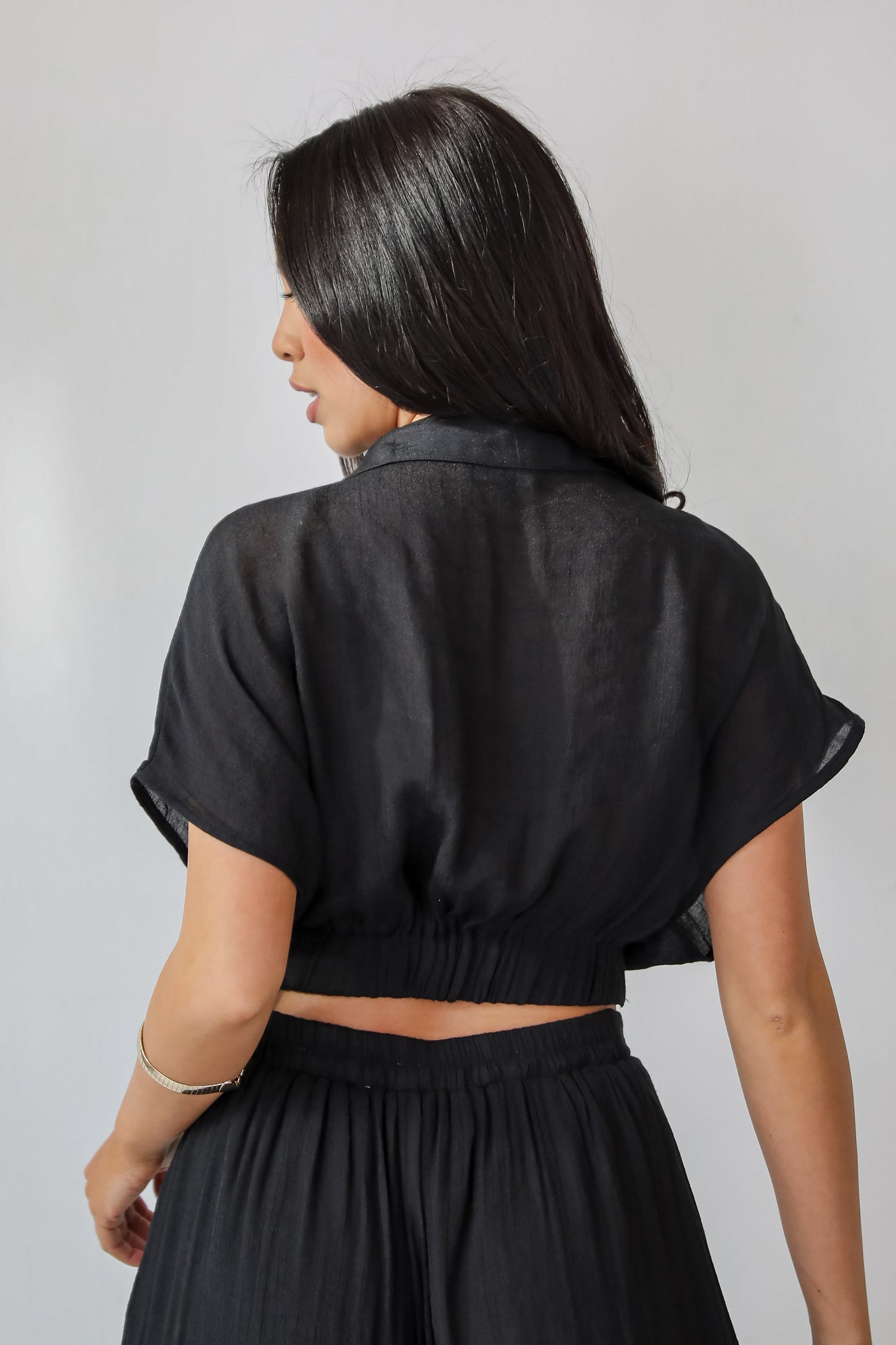 Delightful Direction Black Cropped Blouse - DU DEAL
