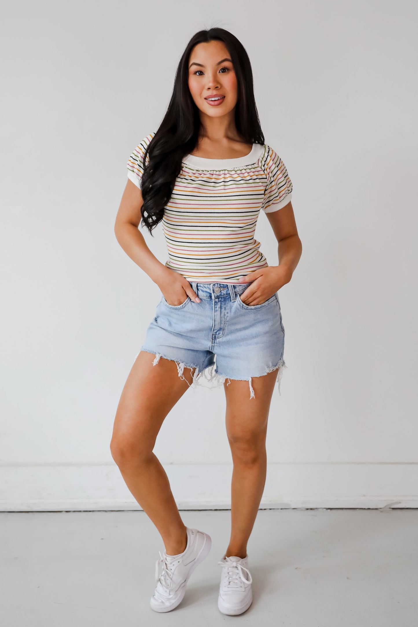 Beaming Perfection Ivory Striped Top - DU DEAL