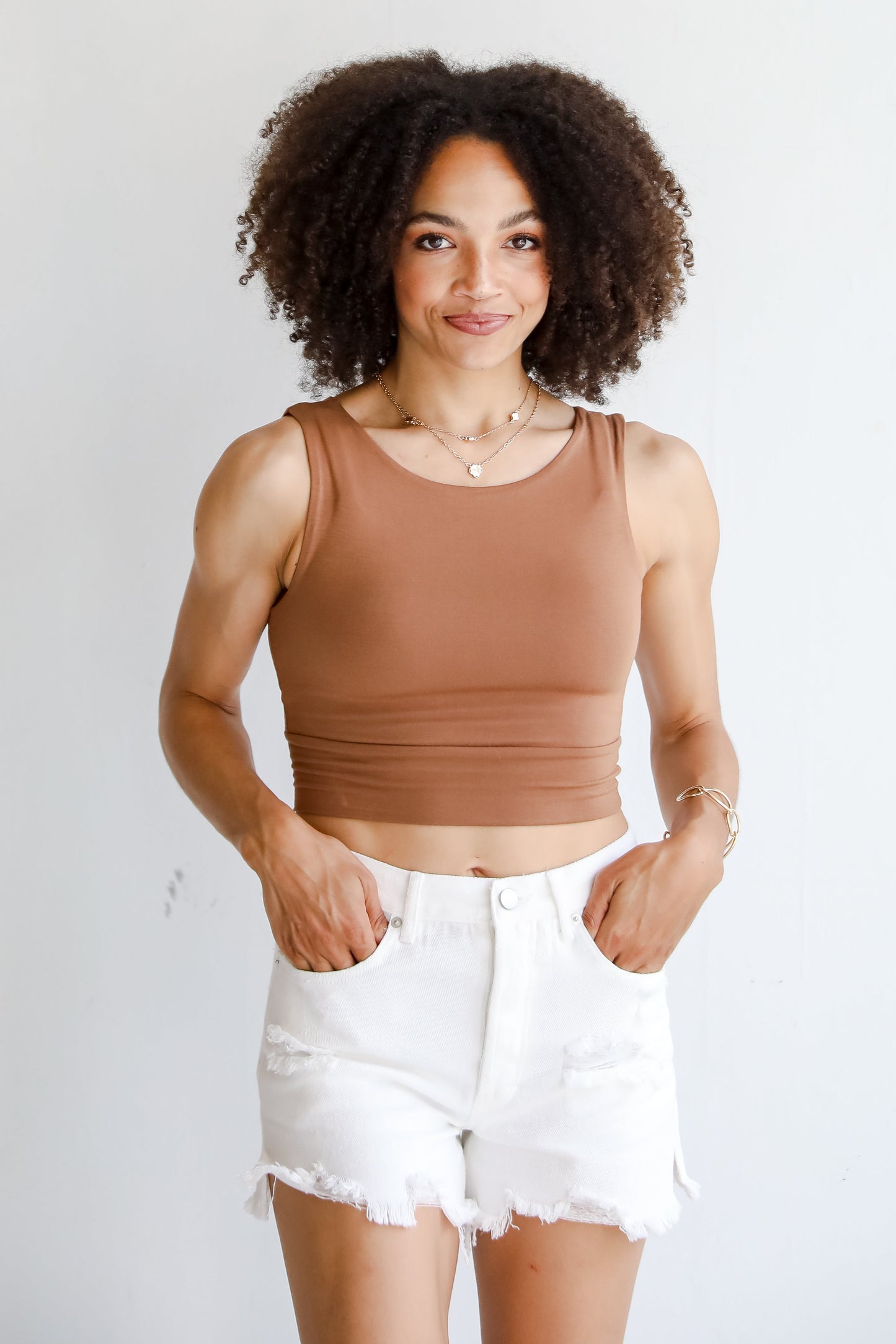 FINAL SALE - Ashley White Distressed Denim Shorts