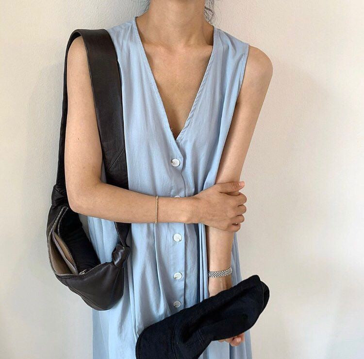 Summer Vintage V-Neck Sleeveless Midi Dress