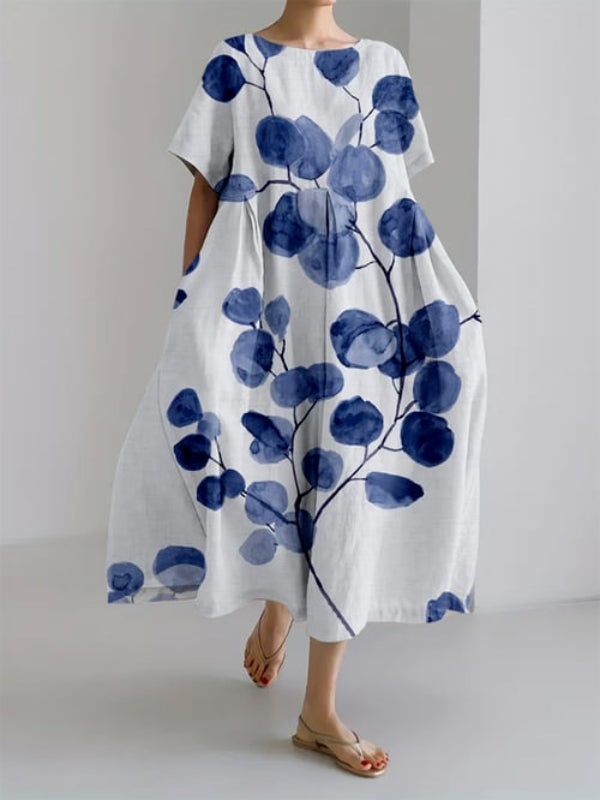 Casual Floral Print Short Sleeve Maxi Dress