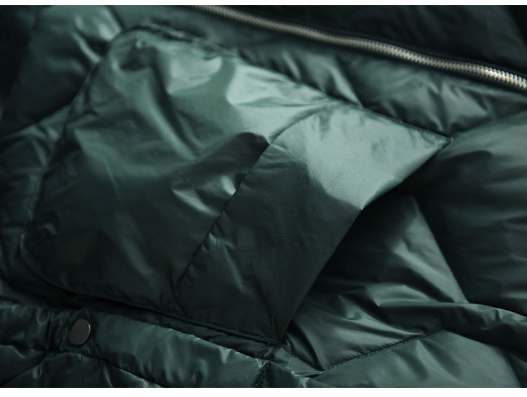 Loose Splicing Hooded Long Sleeve Thickened Down Jacket