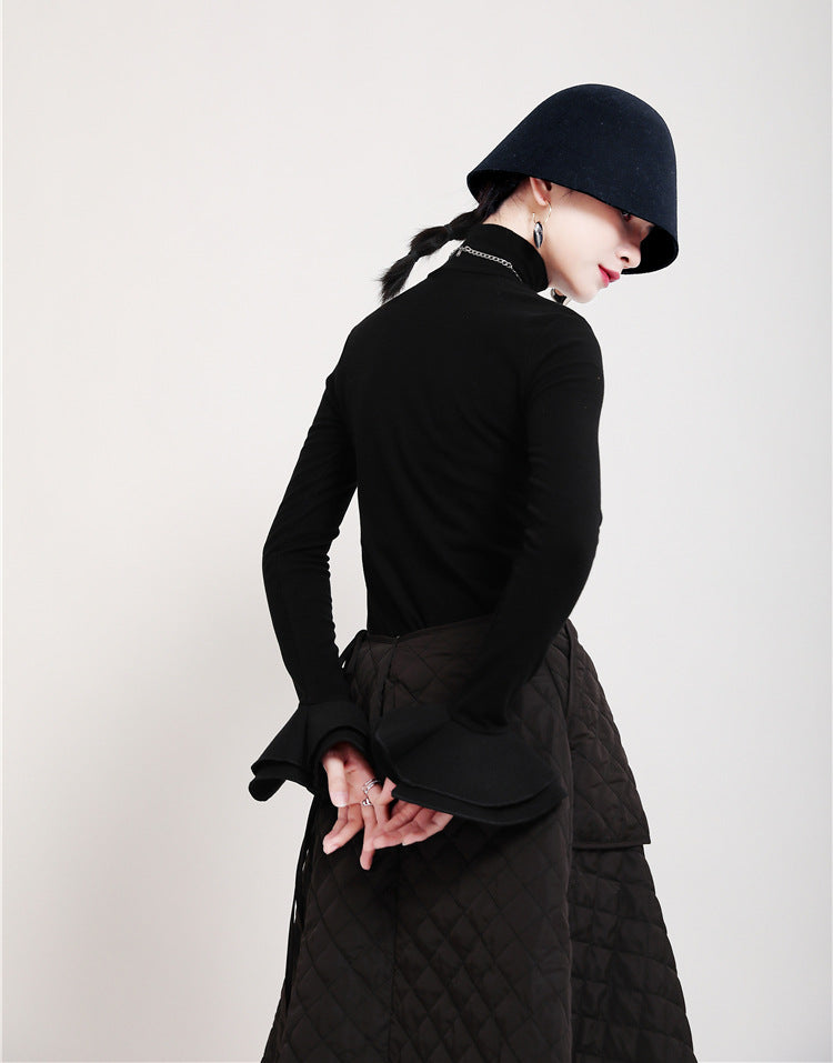 Special Solid Color Stretch Turtleneck Cotton T-Shirt