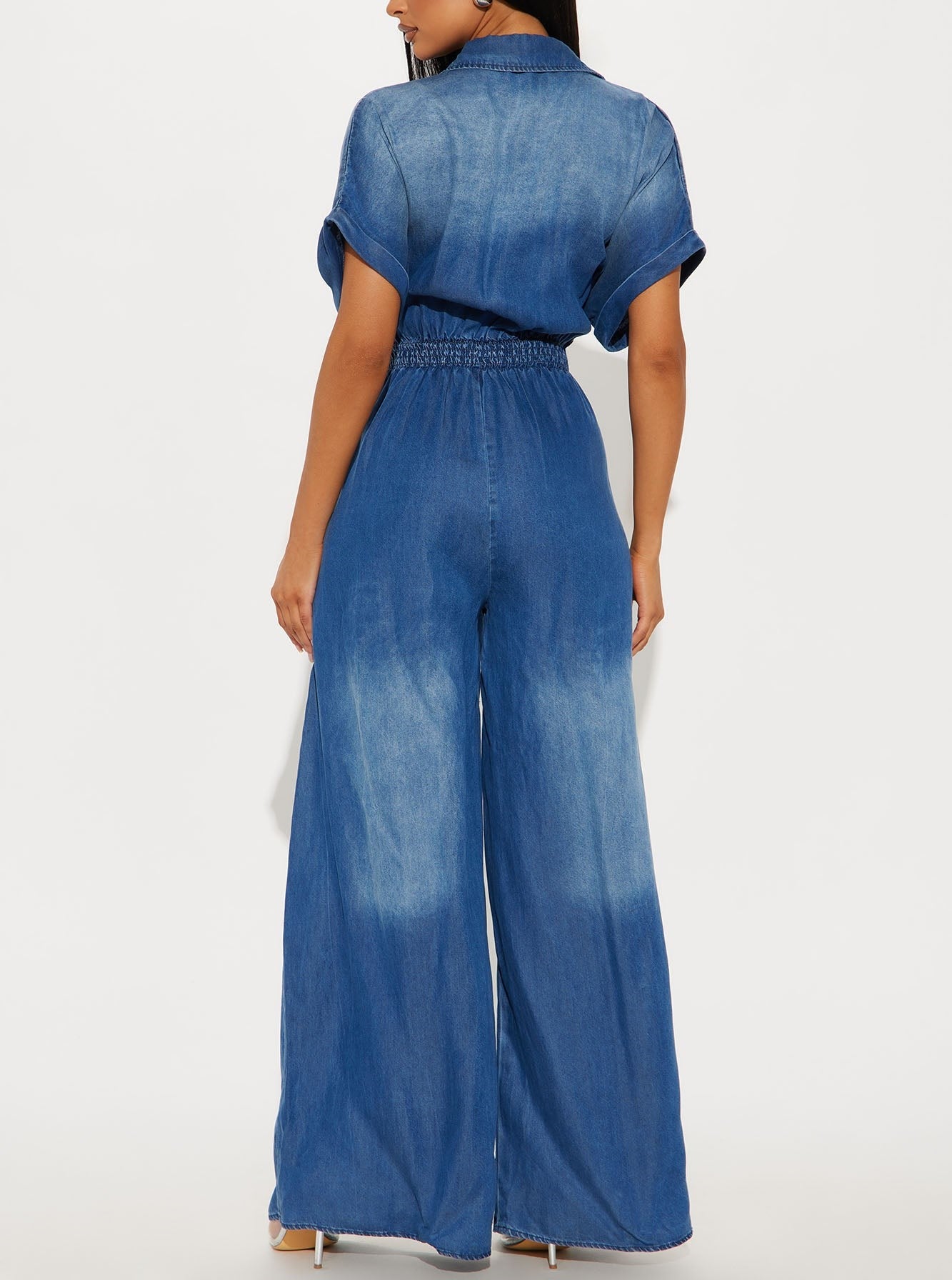 Casual Bat-Sleeve Tie-Waist Denim Wide-Leg Jumpsuit (Buy 2 Free Shipping)