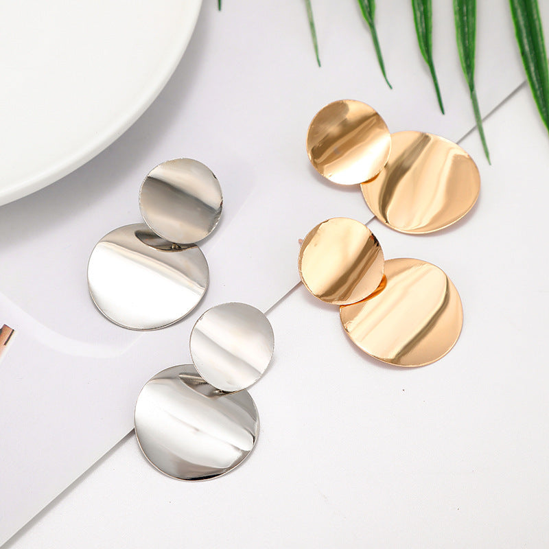 Vintage metal disc earrings