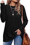 Fantaslook Long Sleeve Shirts for Women Crew Neck Casual Tunic Tops Lightweight Pullover