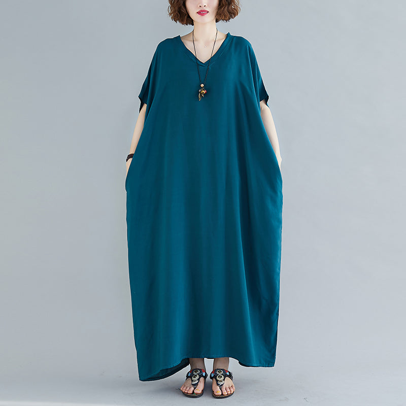 Loose Cotton Solid Color Maxi Dress