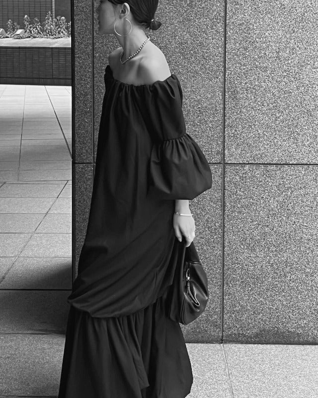 Autumn Winter New Fashion To Restore The Old Money Style One Shoulder Two Wear Loose Maxi Dress