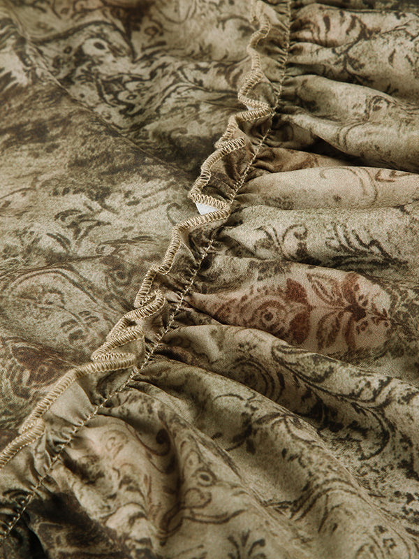 High Waisted Loose Contrast Color Elasticity Pleated Split-Joint Skirts Bottoms