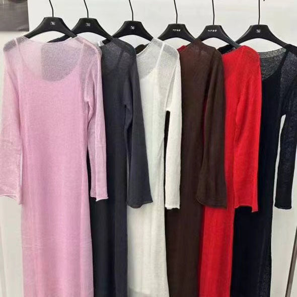 Holiday Style Knitted Hollowed-Out Dress & Vest Set