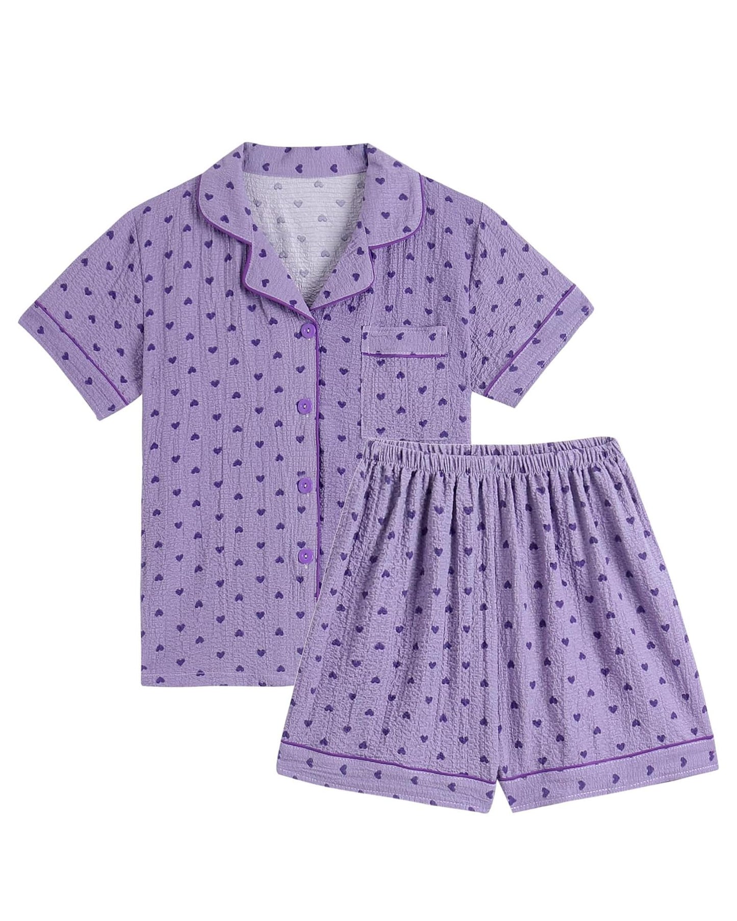 2025 Women's Button-Down Printed Pajamas Short Sleeve Shorts 2-Piece Set (Buy 2 Free Shipping)