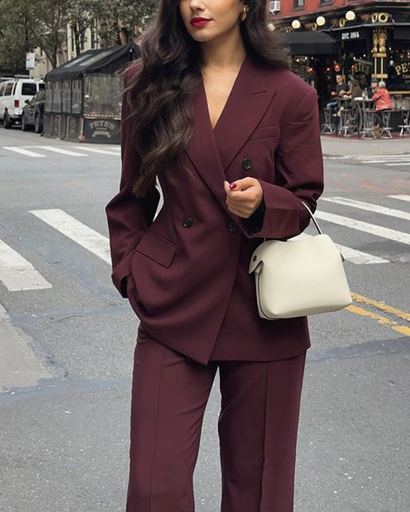 Fashion Lapel Blazer & Pants Two-Piece Set