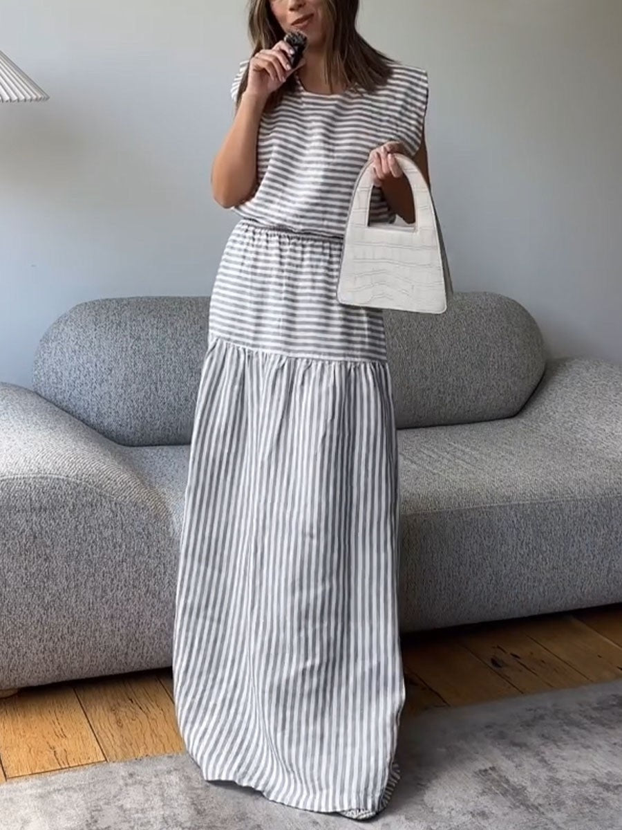 Striped sleeveless two-piece set