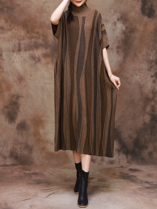 Original Design Knit Short Sleeve Midi Dress