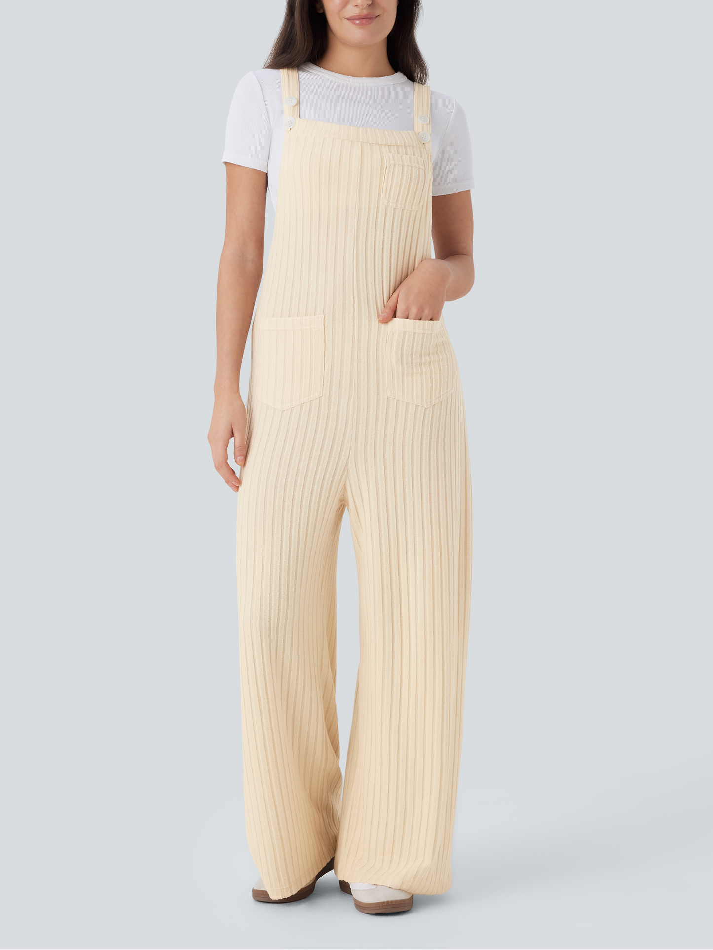 ✨Rib Knit Adjustable Straps Buttoned Multi-Pocket Overalls(Buy 2 Free Shipping)