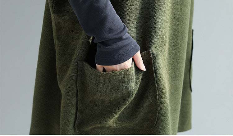 Simple Solid Color Bat Sleeve Knitted Sweatershirt