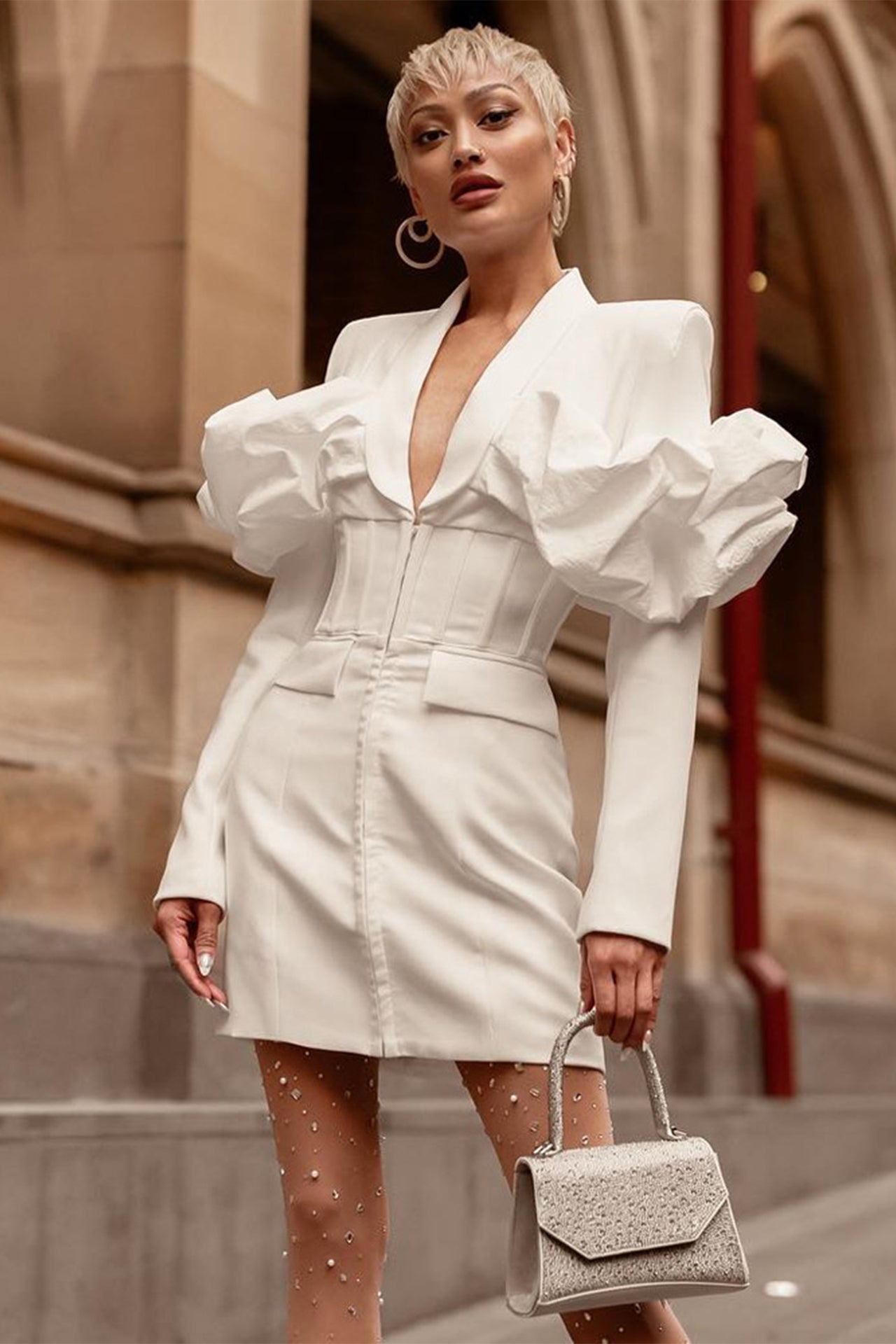 Ariella Deep-V Mini Dress