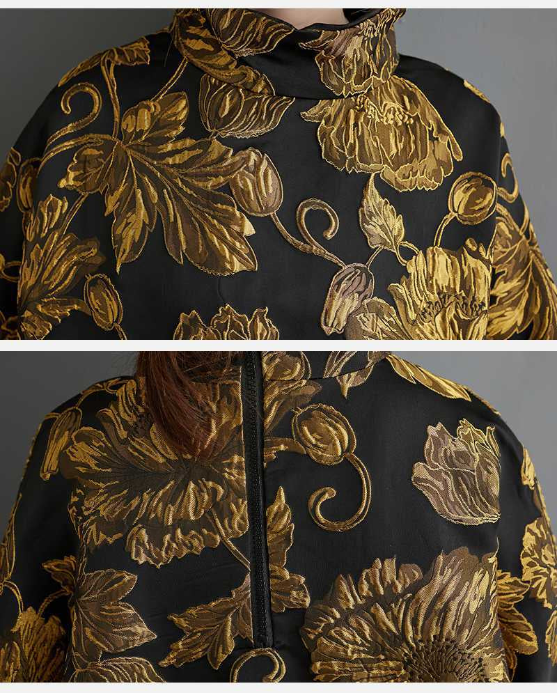 Elegant Jacquard Long Sleeve Midi Dress